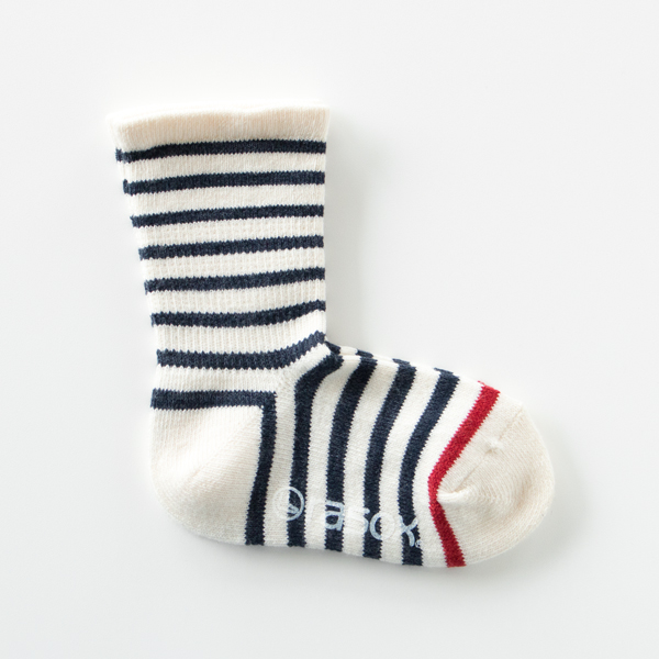 ナチュラル×ネイビ-TKコットンボ-ダ- キッズソックス・画像