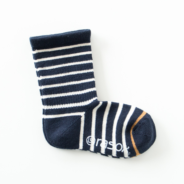 ダ-クネイビ-×ナチュラルTKコットンボ-ダ- キッズソックス・画像