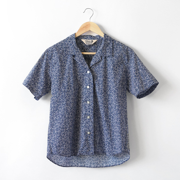 開襟シャツ 小花/NAVY・画像