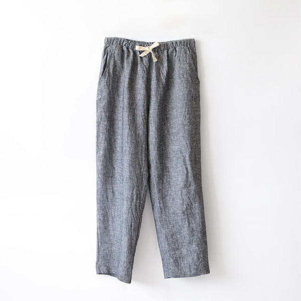 BLACKリネンイ-ジ-パンツ・画像