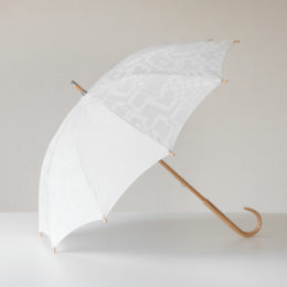 【別注】晴雨兼用長傘 スクエアジャカ-ド ホワイト・画像