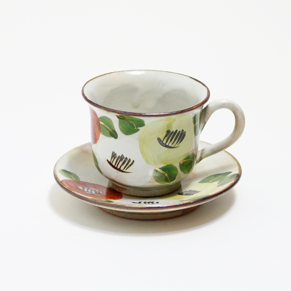 珈琲碗皿 着彩椿・画像