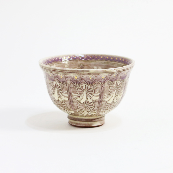 ぐい呑 紫彩間取華紋・画像