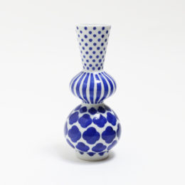 縞に木瓜 水玉徳利 ラッパ型・画像