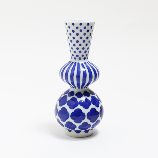 縞に木瓜 水玉徳利 ラッパ型・画像