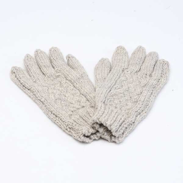 LIGHT GREYメンズ バスケット編みニットグロ-ブ・画像