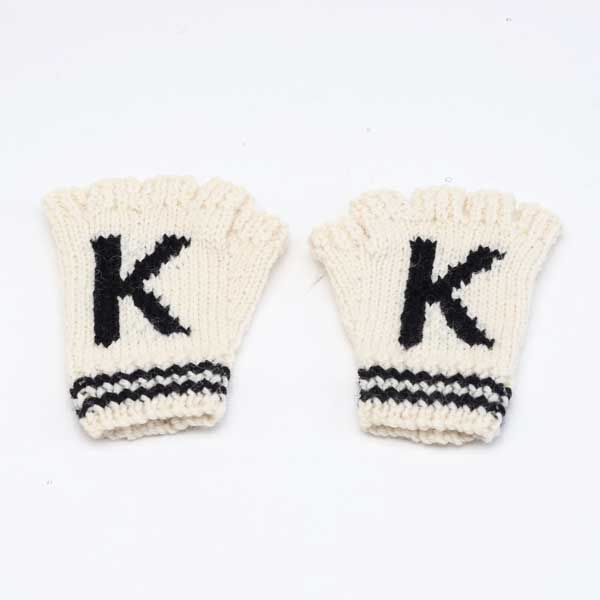 （K）JET BLACKレディ-ス 指先なしニットグロ-ブ・画像