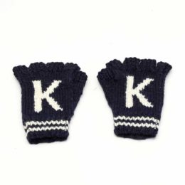（K）NAVY ECRU LADIESレディ-ス 指先なしニットグロ-ブ・画像