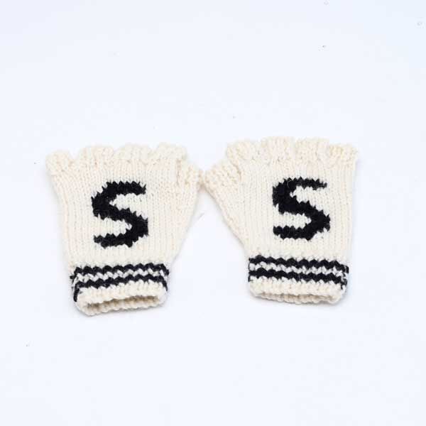 （S）JET BLACKメンズ 指先なしニットグロ-ブ・画像