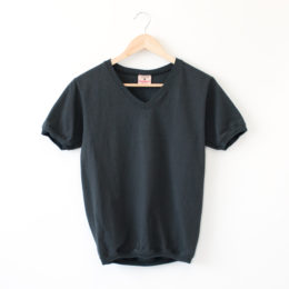 MVネック ショ-トスリ-ブ Tシャツ OFF BLACK・画像