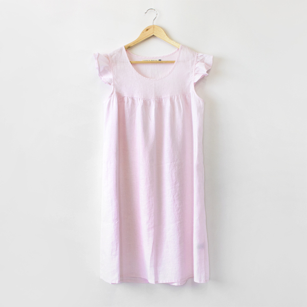 LIGHT PINKリネンパジャマ ドレス・画像