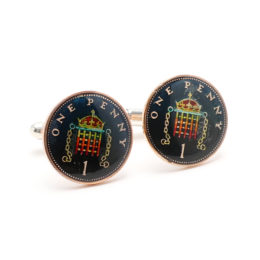 UK ELIZABETH II ONE PENNYカフス 大・画像