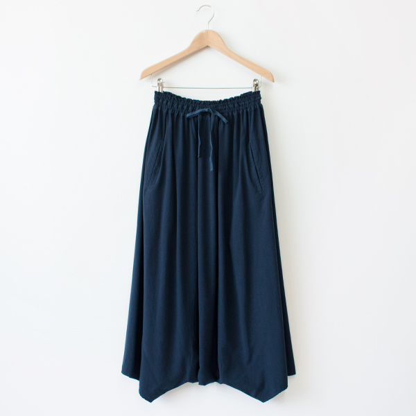 ネイビ-バンブ-コットン サルエルパンツ・画像