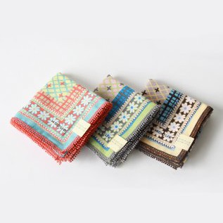 ブル-ひびのこづえハンカチ フラワ-チェック・画像