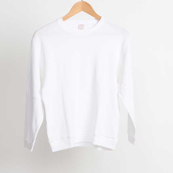 BIANCOワッフルロングスリ-ブカットソ- ワイド・画像