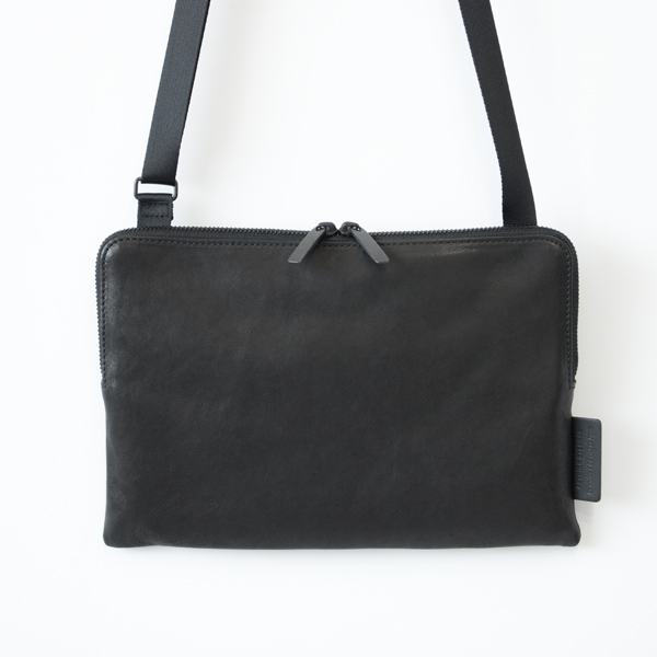 BLACKレザ-ショルダ-バッグ pouch・画像