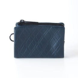 NAVYレザ-ウォレット quilting pattern emboss・画像