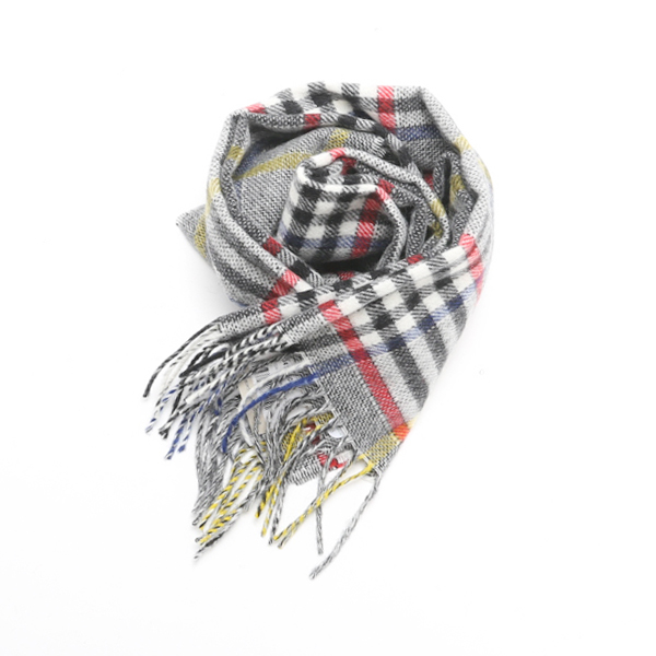 BURTON BLACK WHITEタ-タンチェックマフラ- グレ-・ホワイト・画像