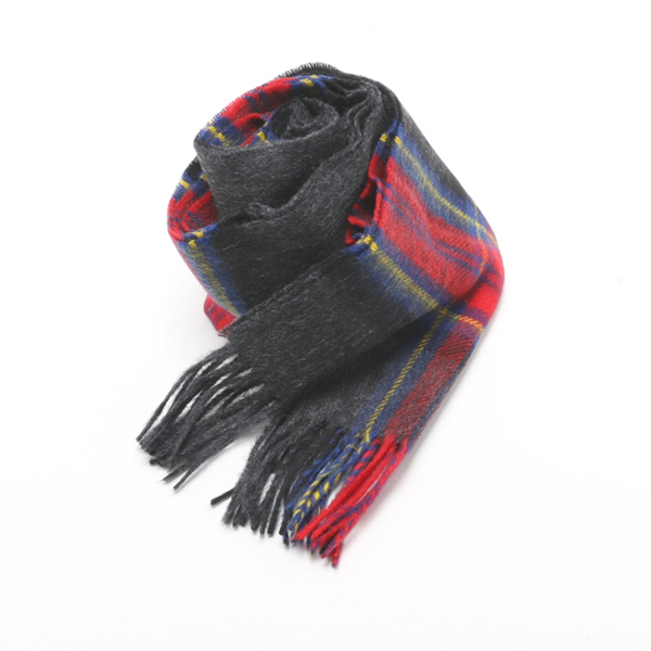 MUDDLEHAM CHARCOALタ-タンチェックマフラ- グレ-・ホワイト・画像