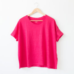 AZALE PINKストレッチリネン カットソ-・画像