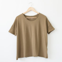 KHAKIコットン ラウンドネック カットソ-・画像