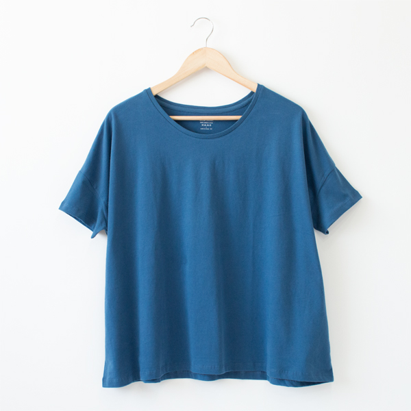 CHINA BLUEコットン ラウンドネック カットソ-・画像