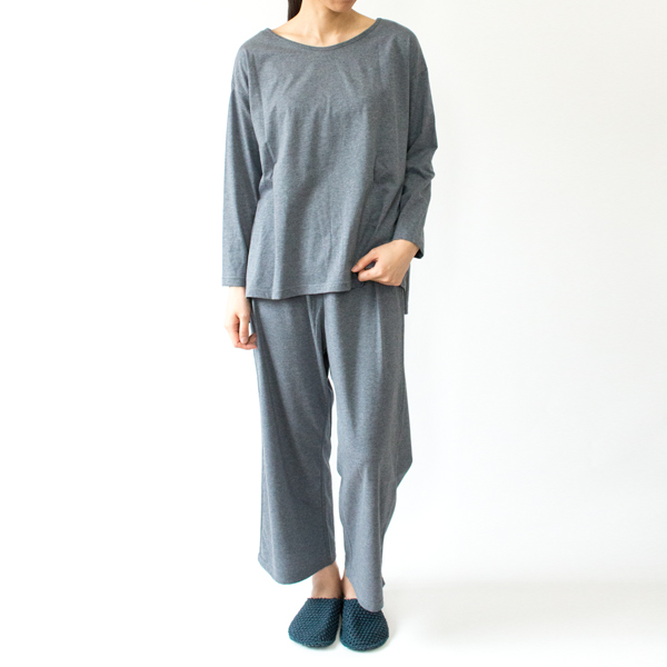 【別注】天竺編み コットンロングスリ-ブパジャマ ネイビ-・画像