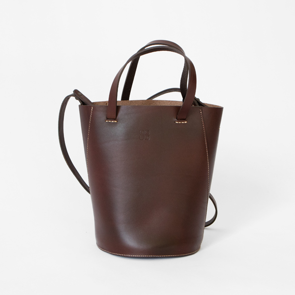 丸底レザ-バケツバッグ CIOCCOLA・画像