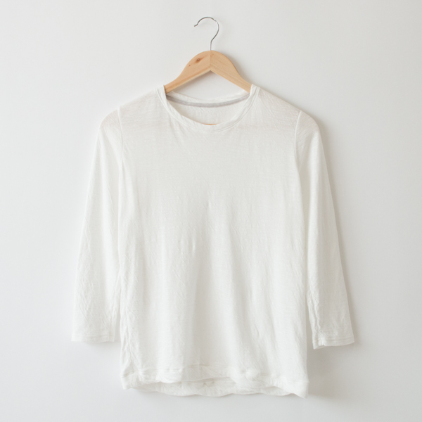 WHITE 1なめらか天竺8分袖Tシャツ・画像