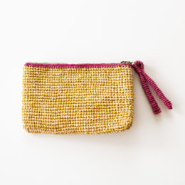 YELLLOW/PINKラフィア ポ-チ・画像