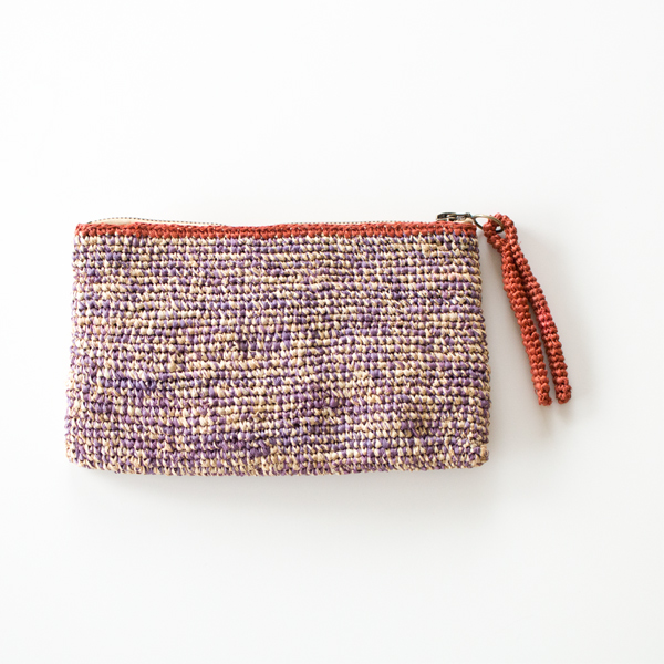 PURPLE/ORANGEラフィア ポ-チ・画像