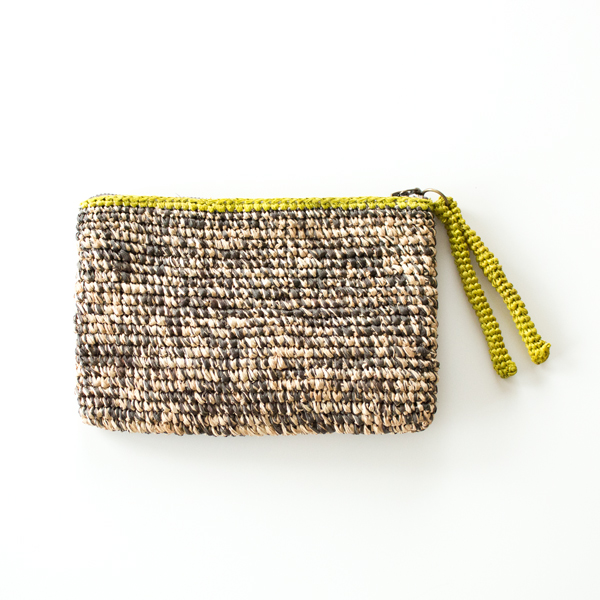 GREY/GREENラフィア ポ-チ・画像