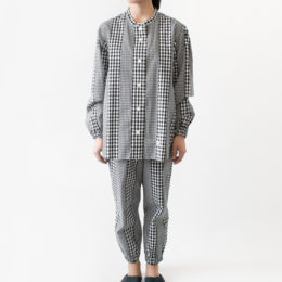 【別注】パジャマ ミックスギンガムチェック ブラック・画像