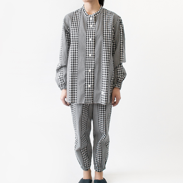 【別注】パジャマ ミックスギンガムチェック ブラック・画像