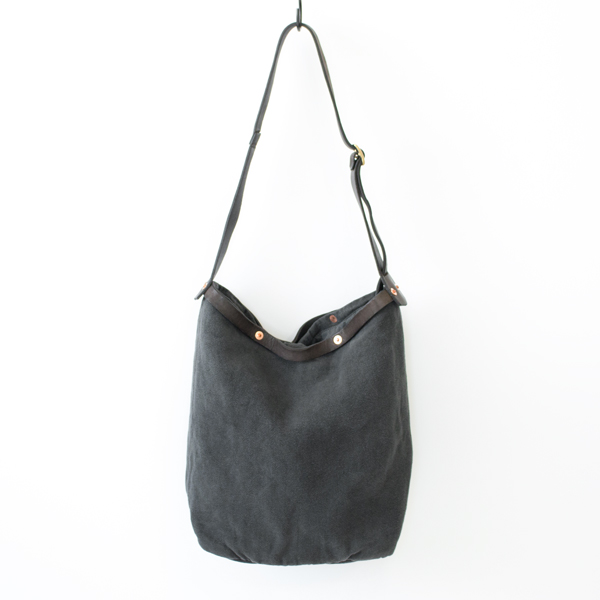 GREY【別注】リネン レザ- ショルダ-バッグ FONIKKU・画像