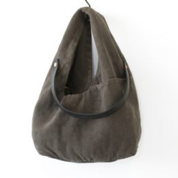 ARMY GREEN【別注】リネン レザ- ショルダ-バッグ HYUTTE・画像