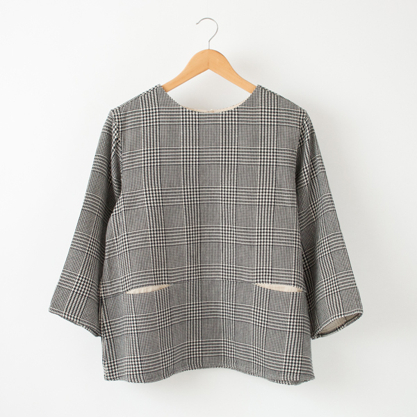 グレンチェックグレンチェックガ-ゼポケットプルオ-バ-・画像