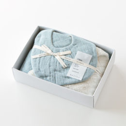 スチ-ルブル-クレア フ-ド付きバスタオル・スタイセット・画像