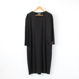ブラック綿スム-ス×綿高密度ブロ-ド カンガル-ワンピ-ス・画像