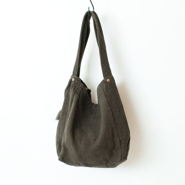 MILITARY GREENヘリンボ-ン織リネン ショルダ-バッグ KILISU・画像