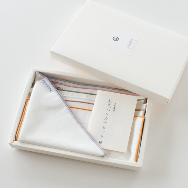 虹色ガ-ゼハンカチ7枚セット・画像