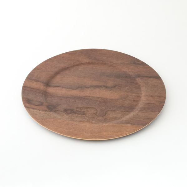 ウォルナット木製ワイドリム皿 M・画像