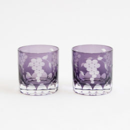 むらさき/ペア江戸切子 葡萄文様 ミニオ-ルド・画像