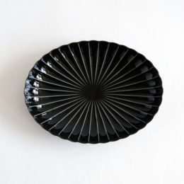 墨ブラックぎやまん陶 楕円大皿・画像