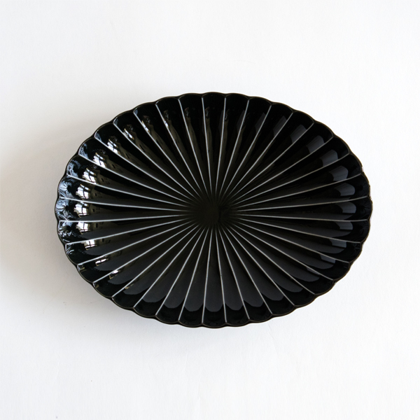 墨ブラックぎやまん陶 楕円大皿・画像