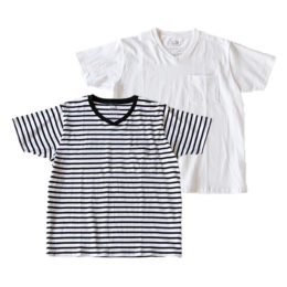 ブラック SVネックポケット付半袖Tシャツ・画像