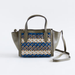 【別注】ラタン×ウ-ル手編みバッグ OLIVE・画像