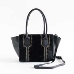 【別注】ハンドステッチ ヘアカ-フ バッグ BLACK・画像