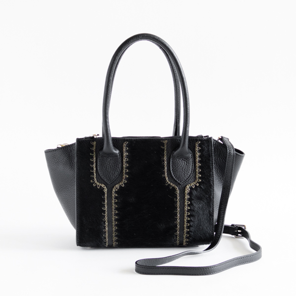 【別注】ハンドステッチ ヘアカ-フ バッグ BLACK・画像