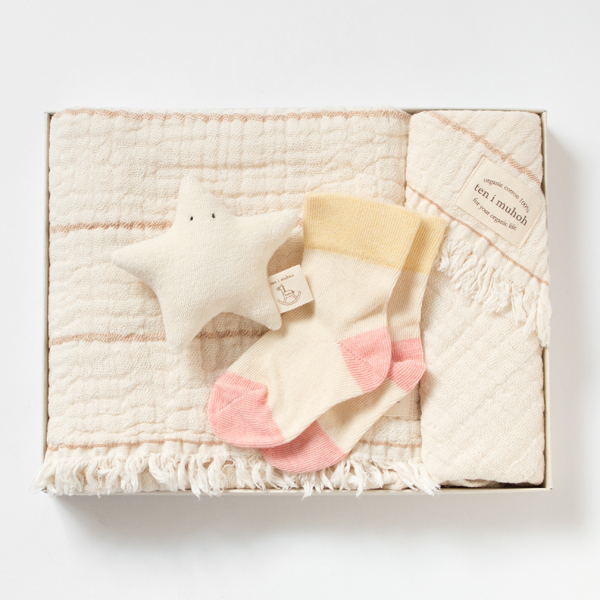 ピンク四重ガ-ゼ フェイス・ウォッシュタオル ほしセット・画像